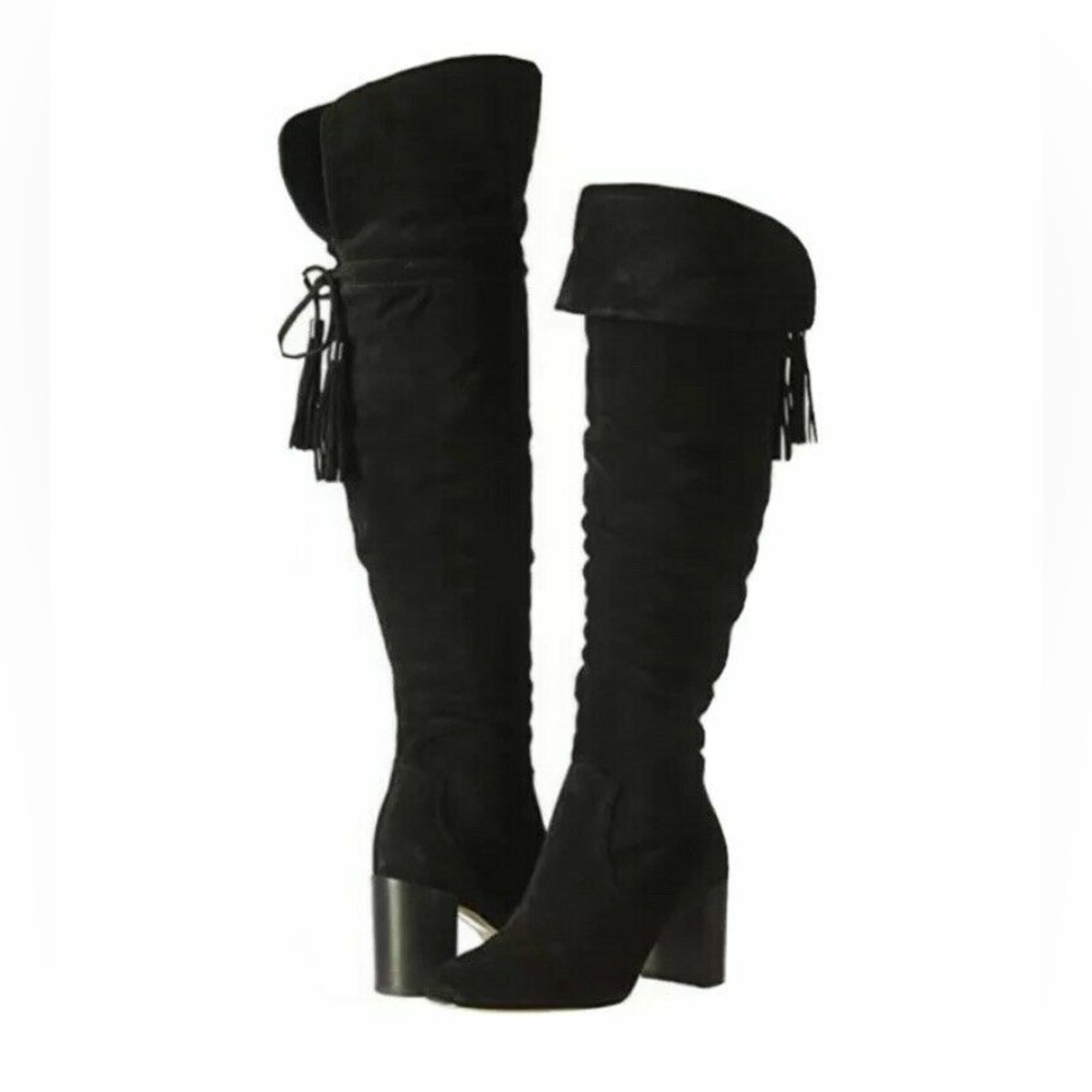 Karl Lagerfeld Boots Black Suede Knee-High Size 5.5